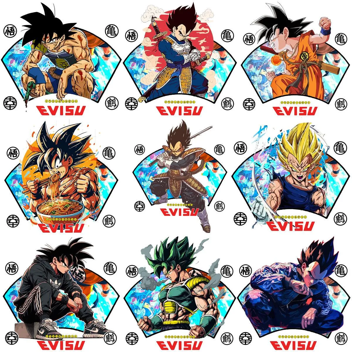 15 Brand x Dragonball Streetwear Anime Designs Bundle PNG   PSD