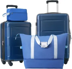 2 Piece Luggage Sets - Lightweight Expandable Carry on Luggage with Spinner Wheels and TSA Lock, Durable ABS Suitcase (20"   24")(Blue)