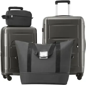 2 Piece Luggage Sets - Lightweight Expandable Carry on Luggage with Spinner Wheels and TSA Lock, Durable ABS Suitcase (20"   24")(Dark Gray)