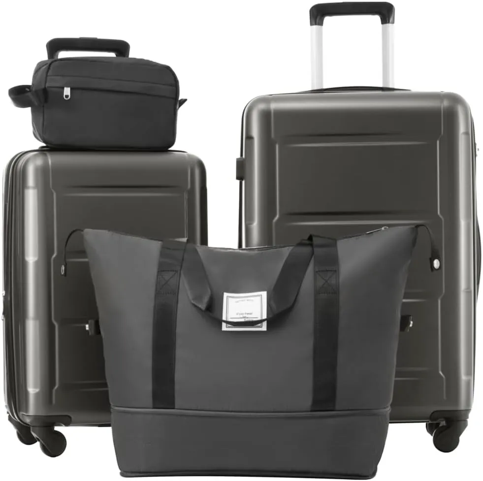 2 Piece Luggage Sets - Lightweight Expandable Carry on Luggage with Spinner Wheels and TSA Lock, Durable ABS Suitcase (20"   24")(Dark Gray)