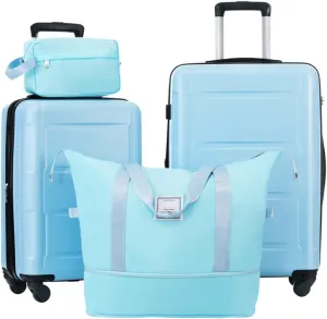 2 Piece Luggage Sets - Lightweight Expandable Carry on Luggage with Spinner Wheels and TSA Lock, Durable ABS Suitcase (20"   24")(Light Blue)
