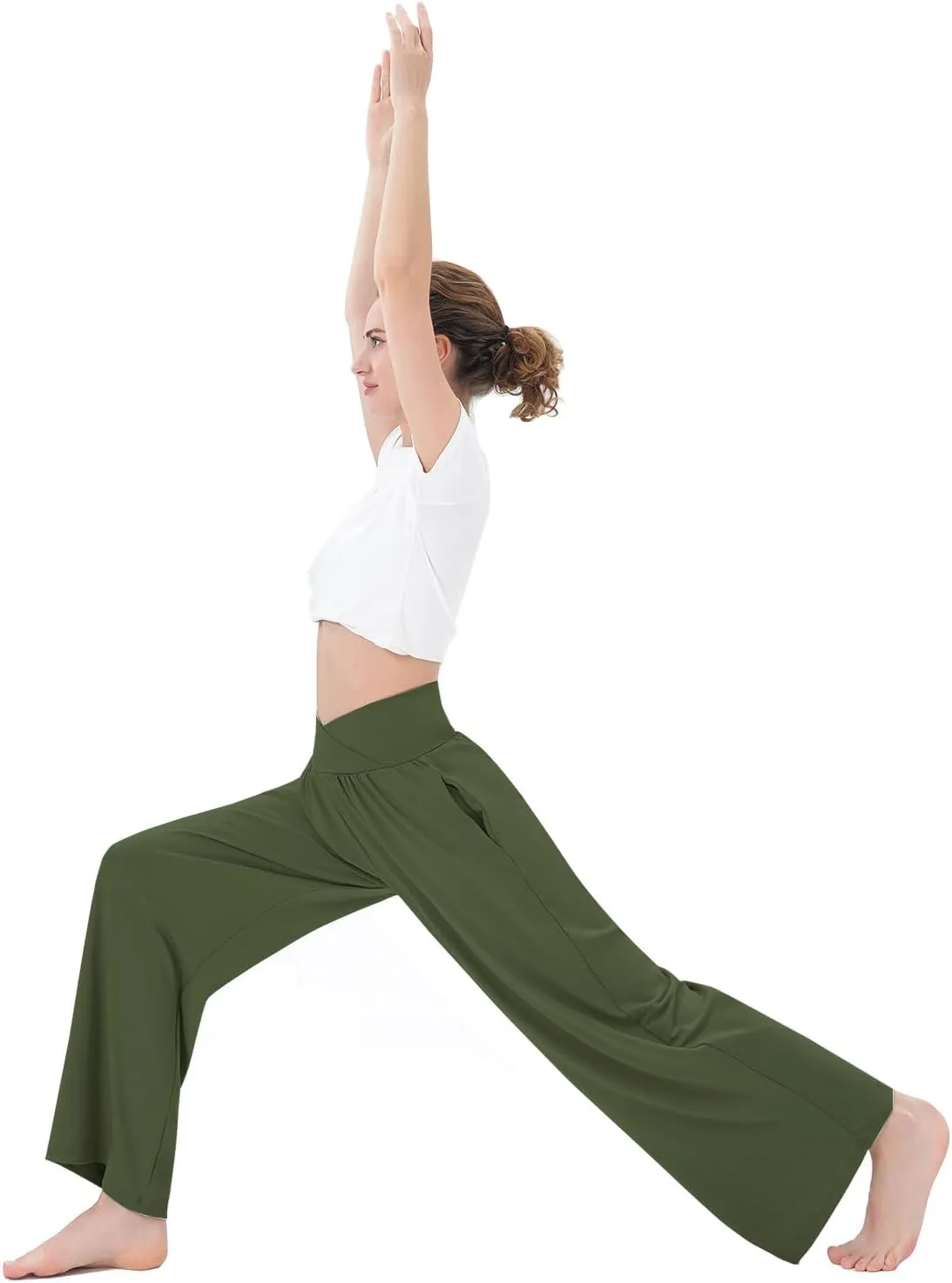3 Pack Womens Wide Leg Yoga Pants Crossover High Waisted Casual Loose Lounge Sweatpants with Pockets