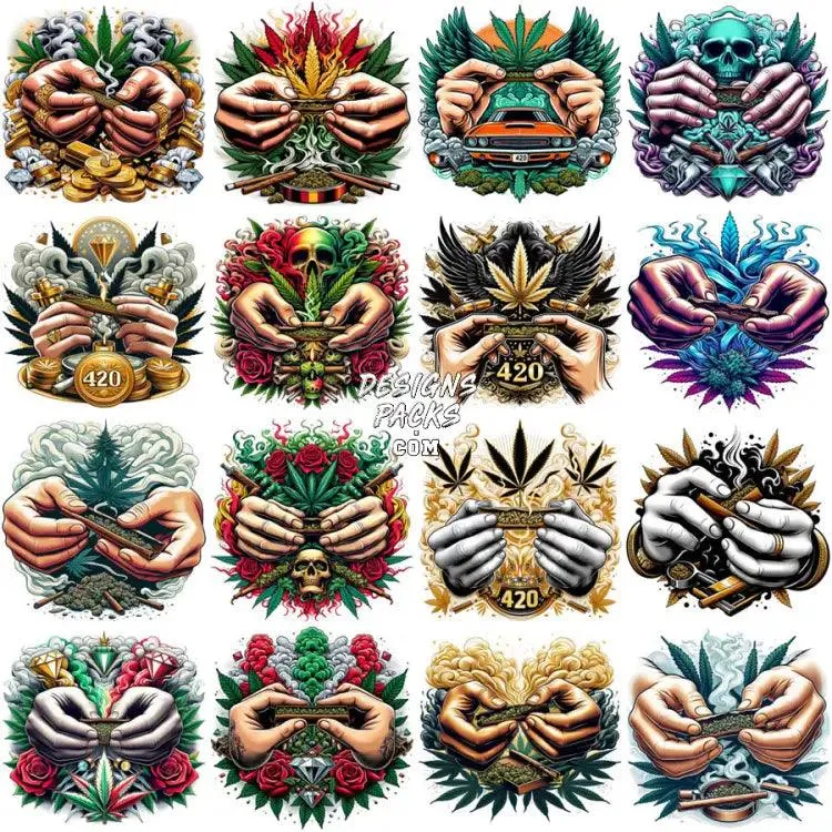 35 Men Hands 420 Cannabis Marijuana Designs Bundle PNG