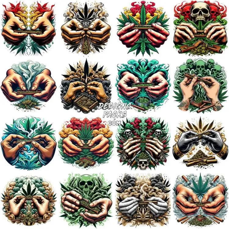 35 Men Hands 420 Cannabis Marijuana Designs Bundle PNG