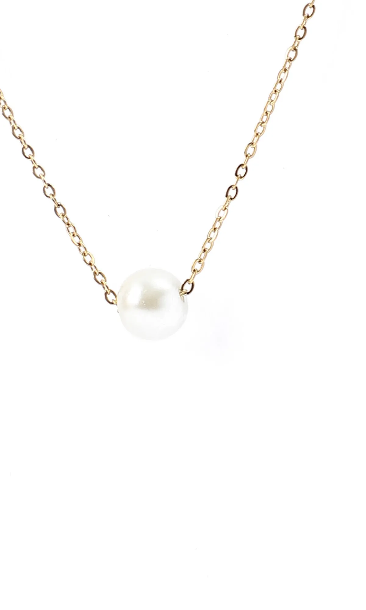 49863 Golden Chain With Pearl Pendant Necklace