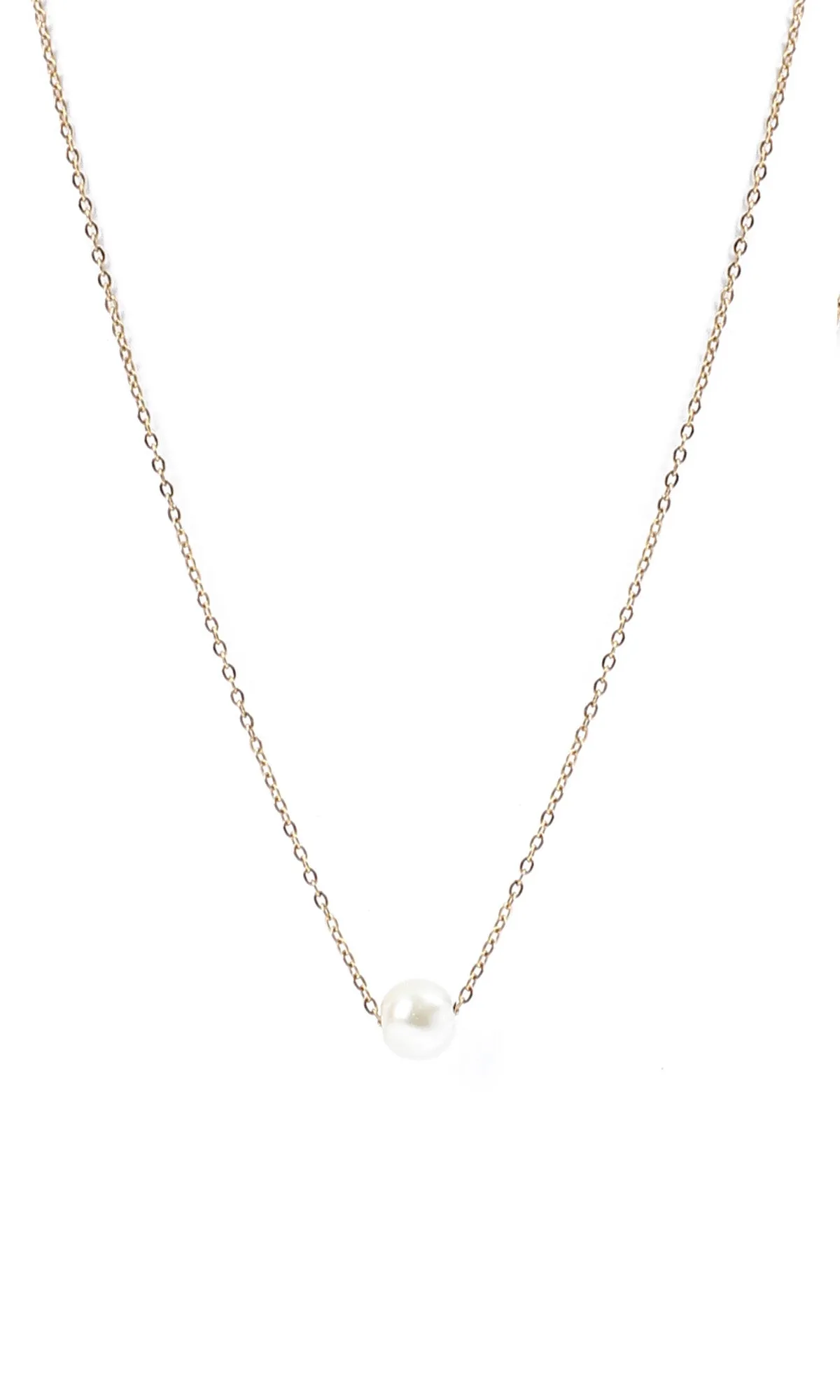49863 Golden Chain With Pearl Pendant Necklace