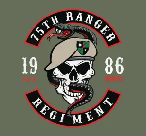 75th Ranger Skull and Snake Graphic T-shirt