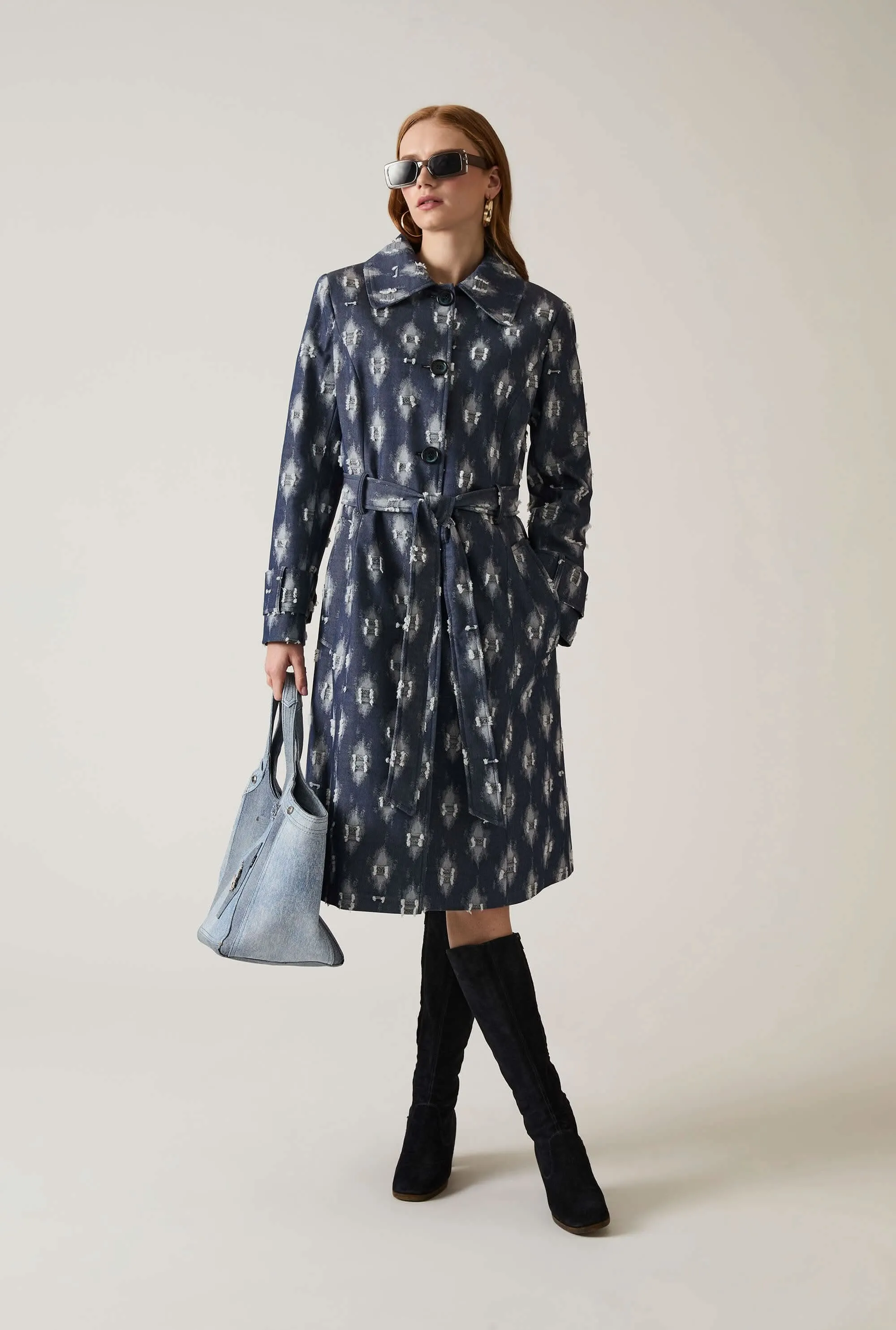 Abstract Print Trench Coat