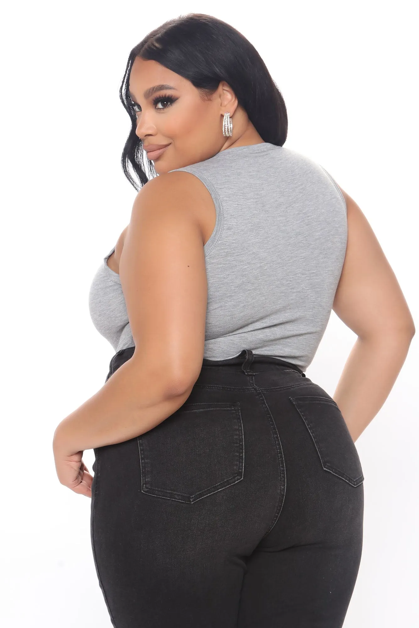 Alana Sleeveless Bodysuit - Heather Grey
