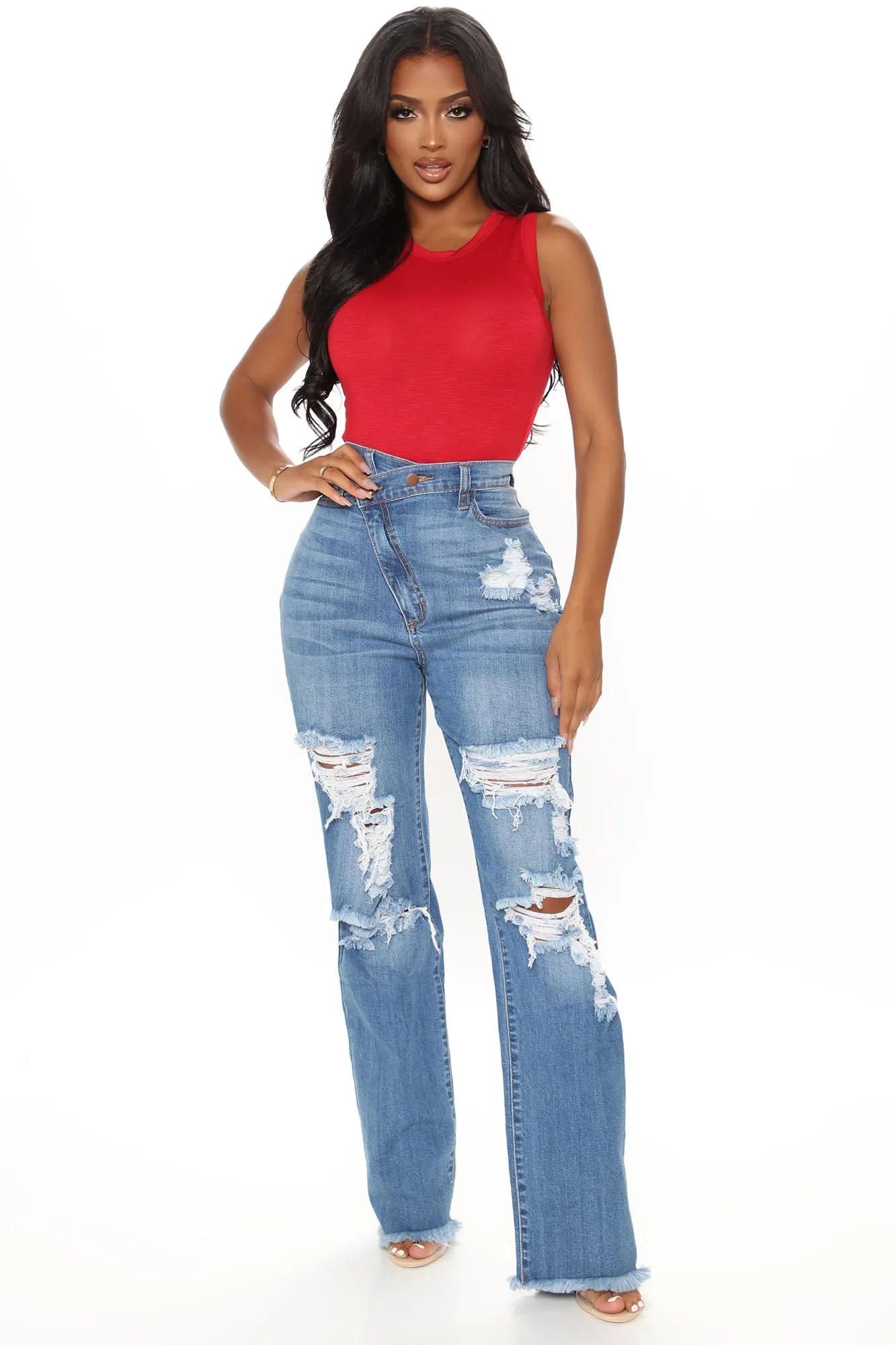 Alana Sleeveless Bodysuit - Red