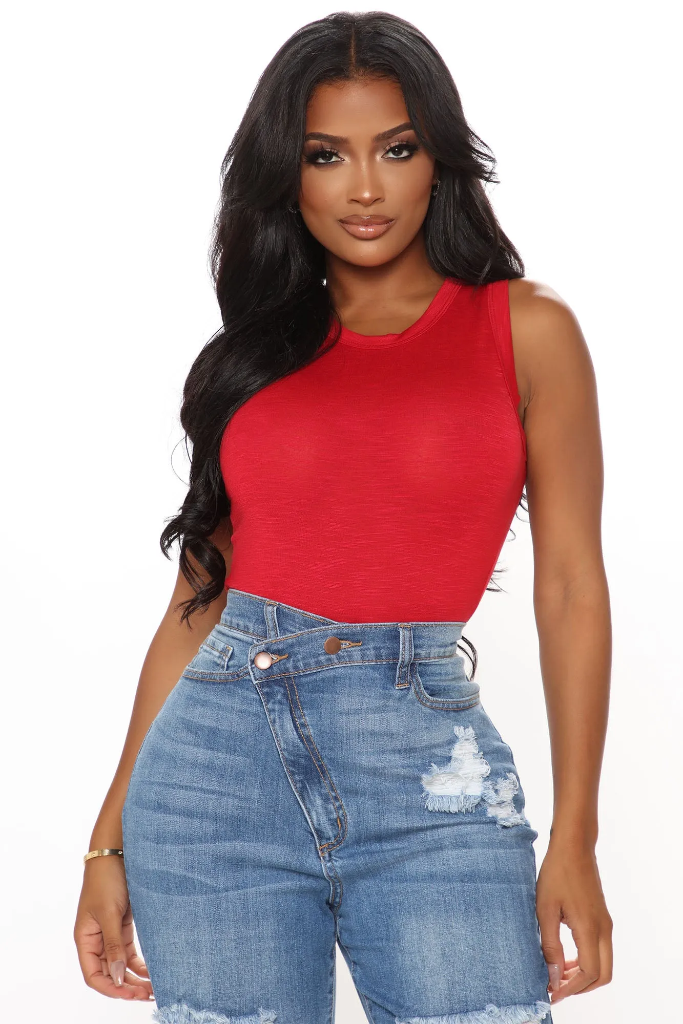 Alana Sleeveless Bodysuit - Red