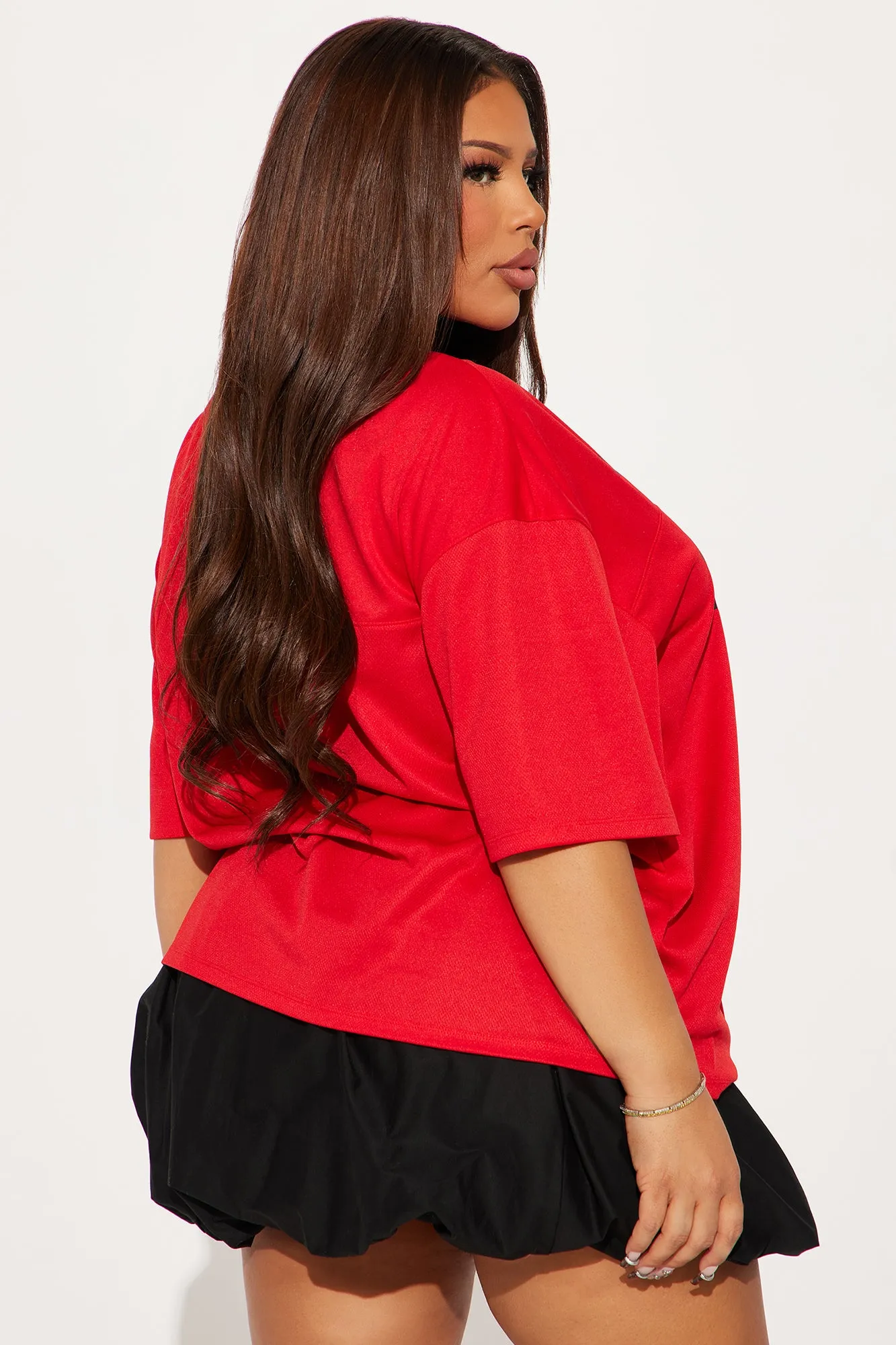 Alessia Jersey Tee - Red