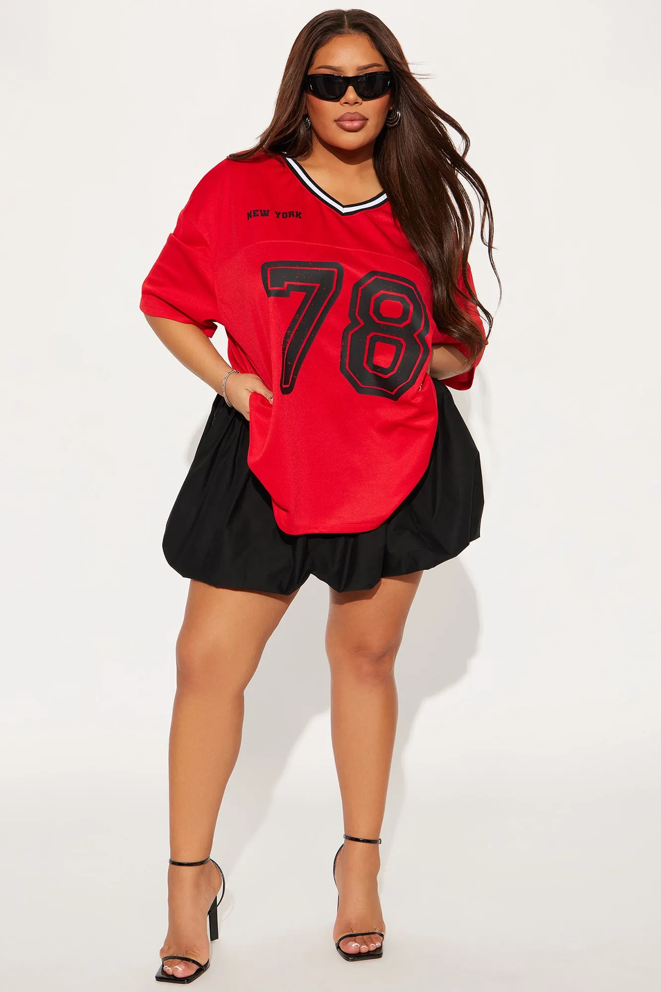 Alessia Jersey Tee - Red