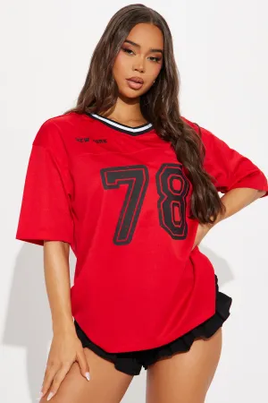 Alessia Jersey Tee - Red