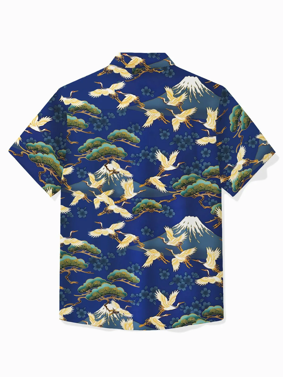 Alohadaddy Japanese Oriental Blue Men's Hawaiian Shirt Stretch Breathable Comfortable Pocket Camp Shirt Big Tall
