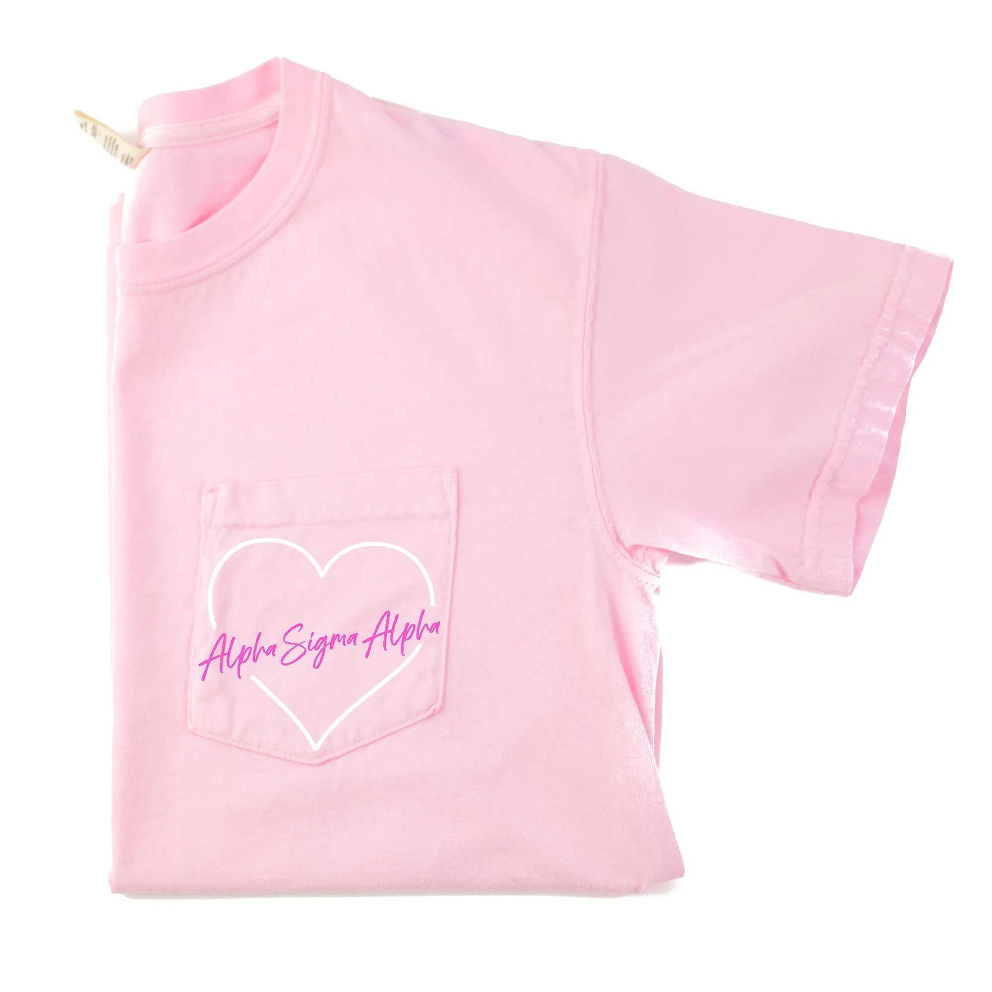 Alpha Sigma Alpha Heart Pocket T-Shirt - Blossom