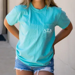 Alpha Xi Delta Script Letters Pocket Tee - Mint