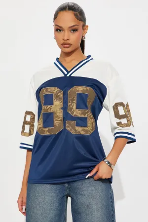 Amika Camo Jersey Short Sleeve Tee - Navy/combo