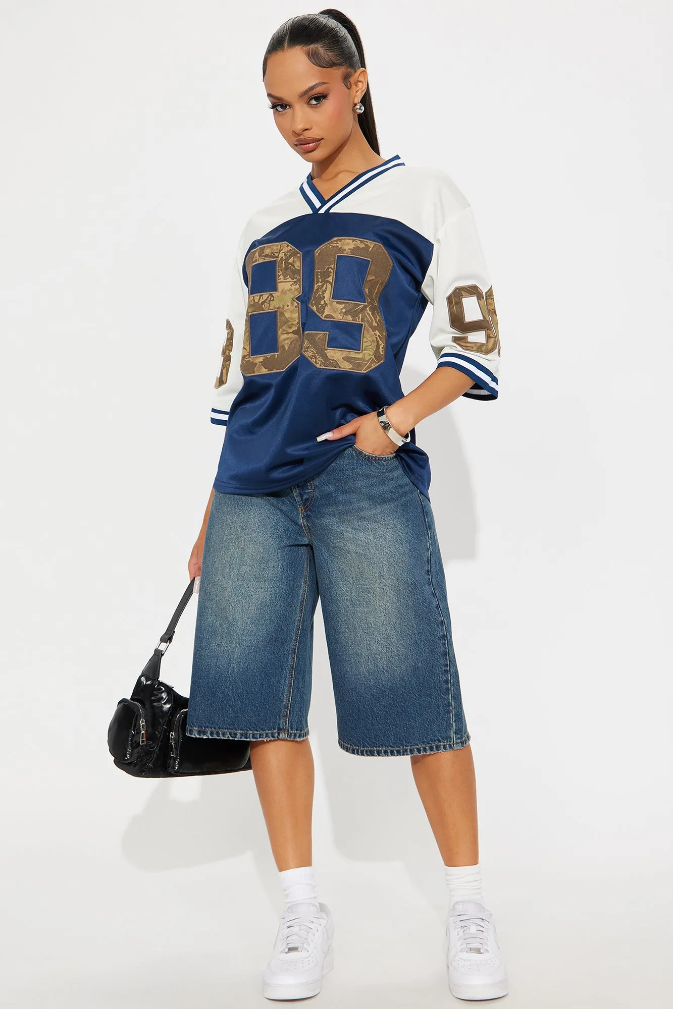 Amika Camo Jersey Short Sleeve Tee - Navy/combo