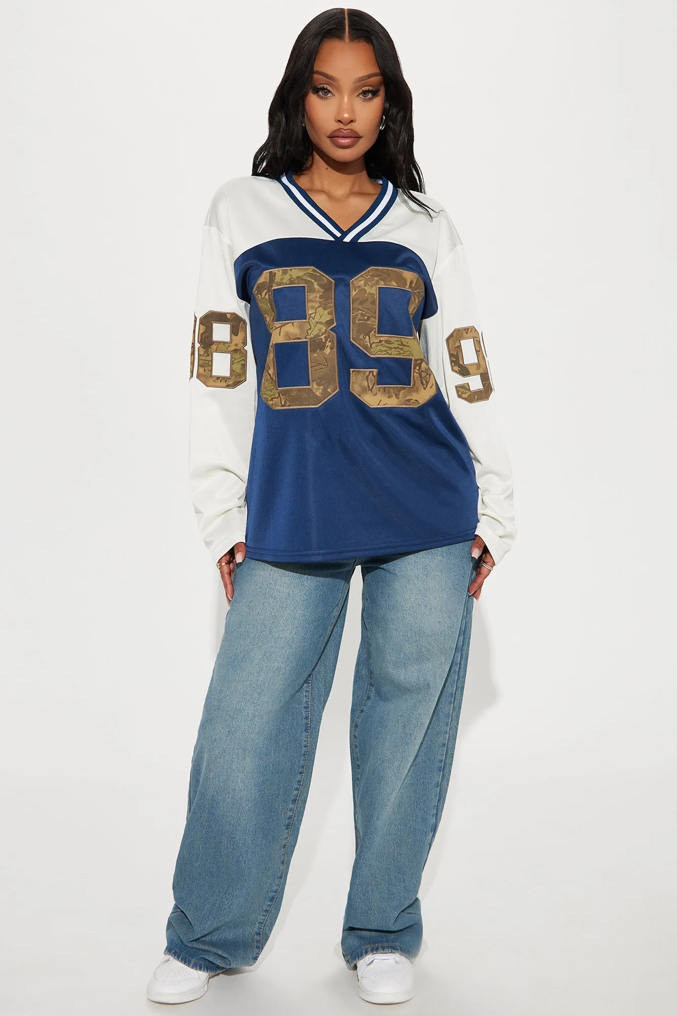 Amika Camo Jersey Tee - Navy/combo