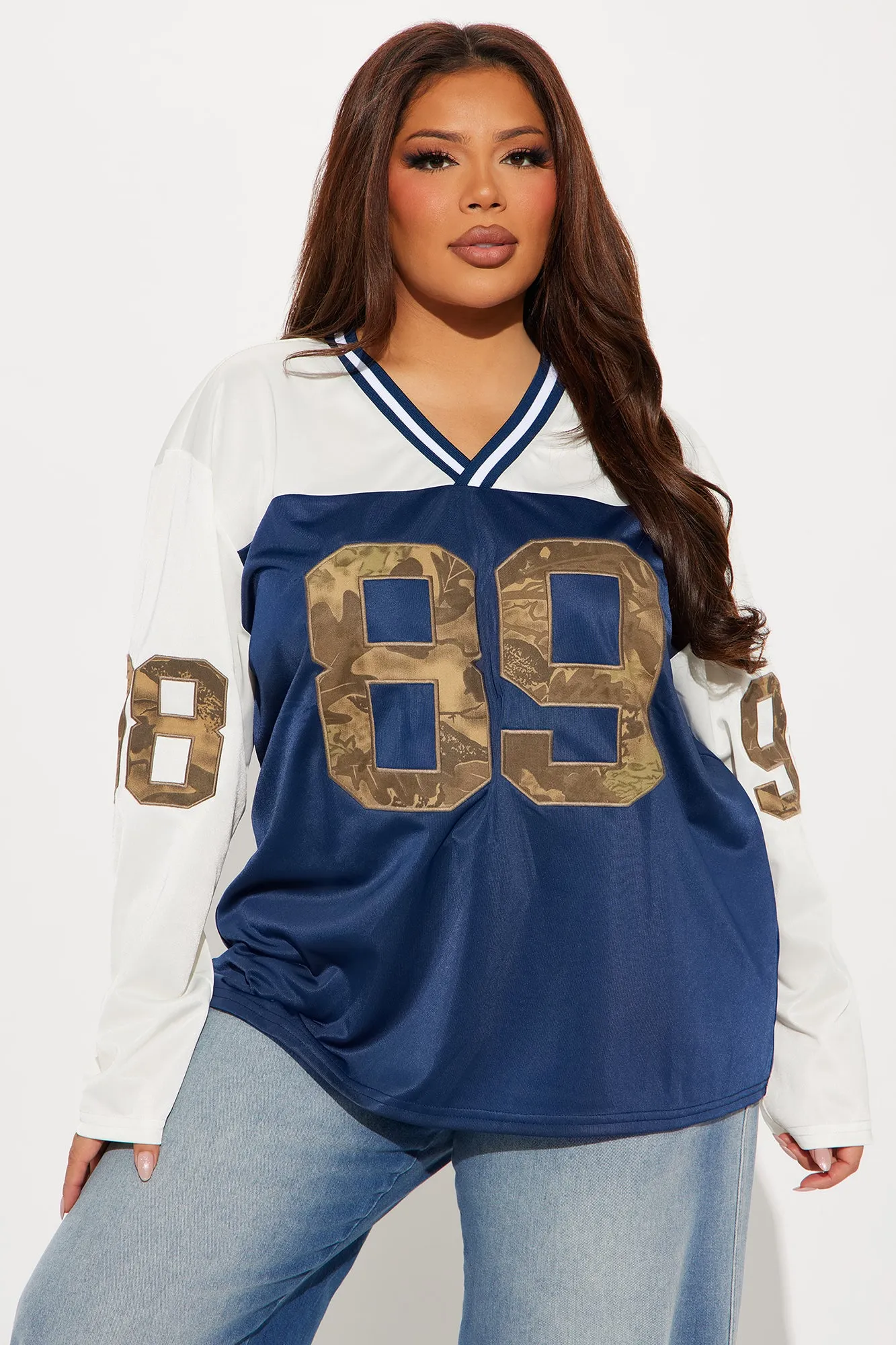 Amika Camo Jersey Tee - Navy/combo