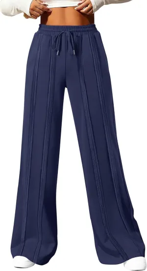 ANRABESS Women High Waist Wide Straight Leg Sweatpants Casual 2025 Joggers Sweat Lounge Pants with Pockets