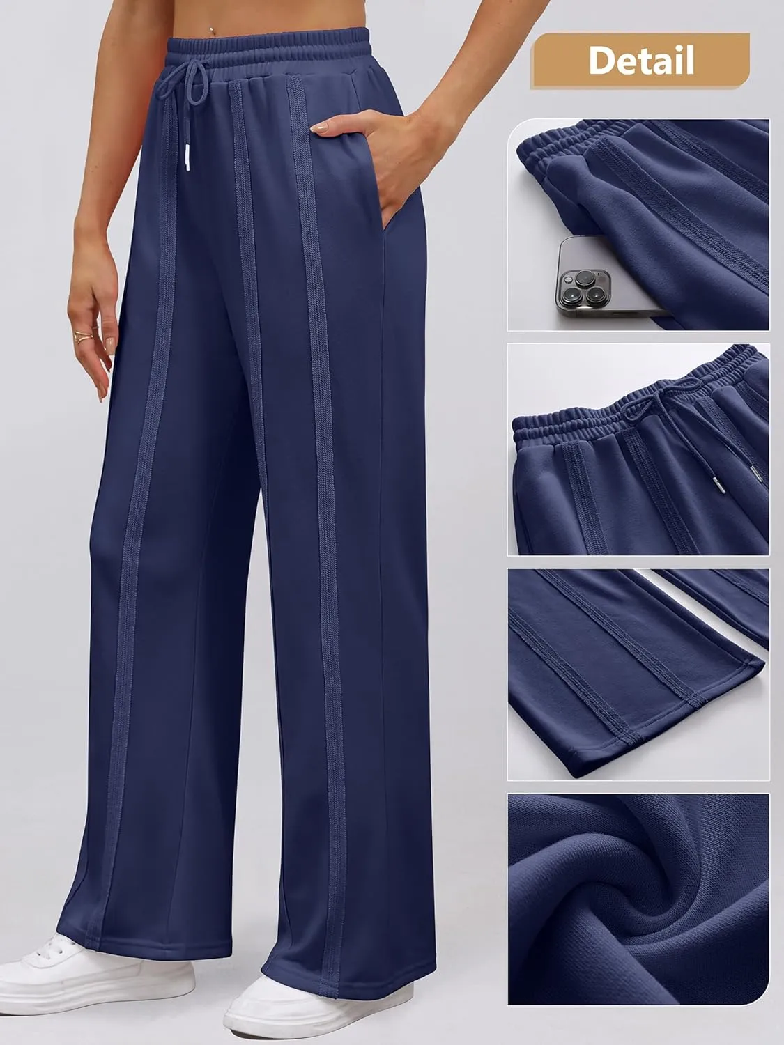 ANRABESS Women High Waist Wide Straight Leg Sweatpants Casual 2025 Joggers Sweat Lounge Pants with Pockets