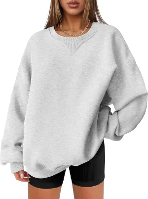 ANRABESS Womens Sweatshirts Oversized Fleece Crew Neck Pullover Hoodies Casual Comfy 2025 Fall Fashion Basic Sweatshirt