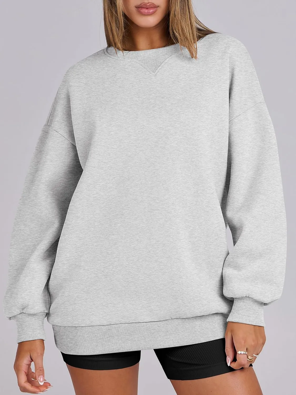 ANRABESS Womens Sweatshirts Oversized Fleece Crew Neck Pullover Hoodies Casual Comfy 2025 Fall Fashion Basic Sweatshirt