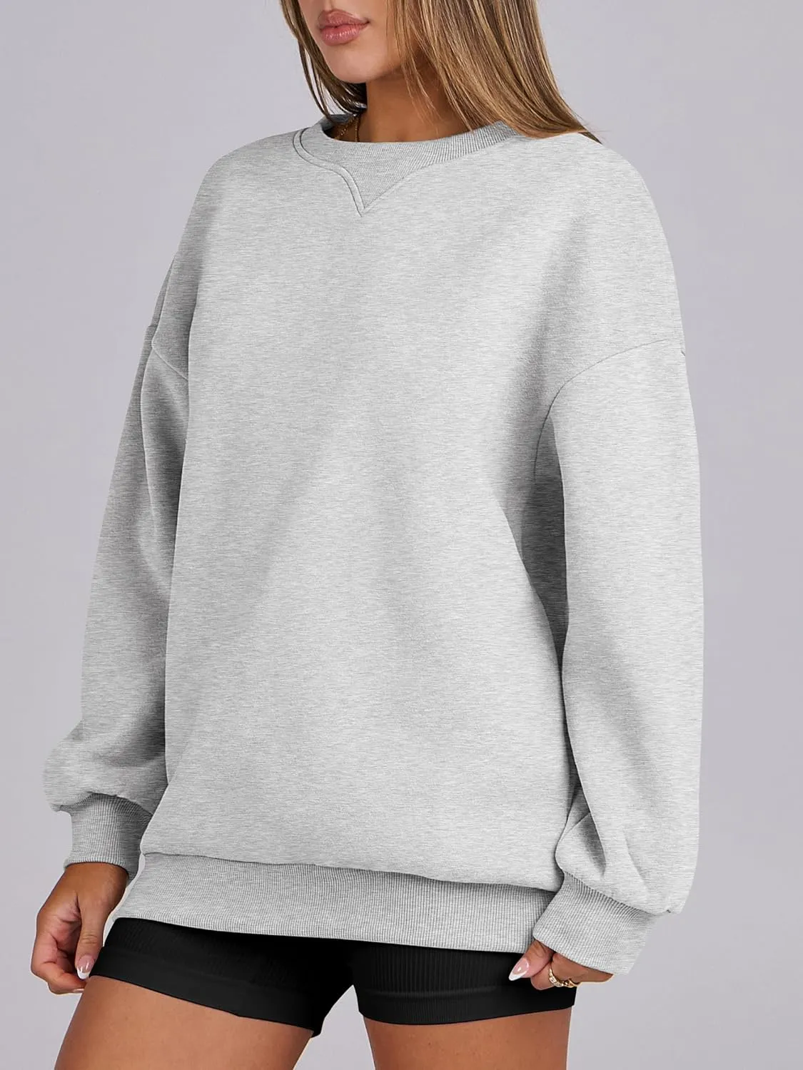 ANRABESS Womens Sweatshirts Oversized Fleece Crew Neck Pullover Hoodies Casual Comfy 2025 Fall Fashion Basic Sweatshirt