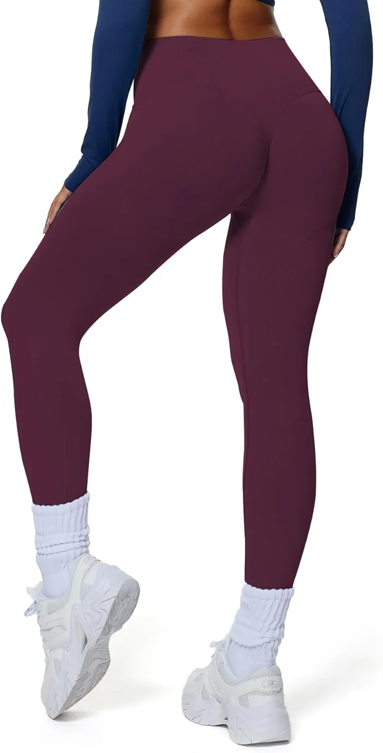Aoxjox Workout Peach Contour Seamless Hidden Scrunch Butt Lift Leggings for Women Gym Yoga Pants 24"