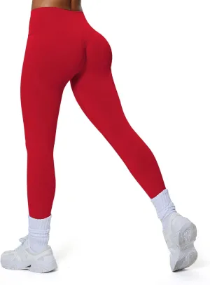 Aoxjox Workout Peach Contour Seamless Hidden Scrunch Butt Lift Leggings for Women Gym Yoga Pants 24"