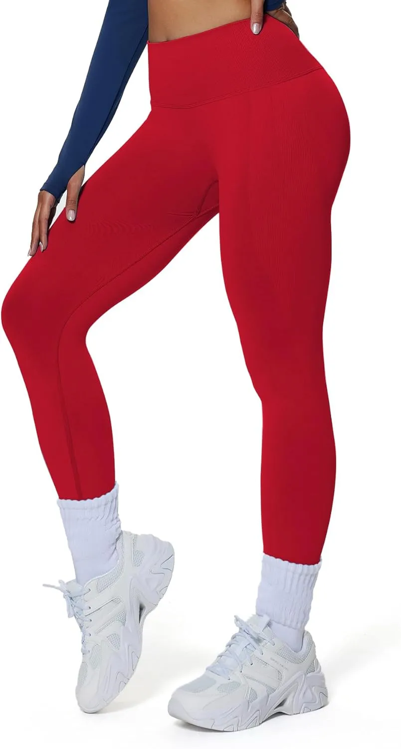Aoxjox Workout Peach Contour Seamless Hidden Scrunch Butt Lift Leggings for Women Gym Yoga Pants 24"