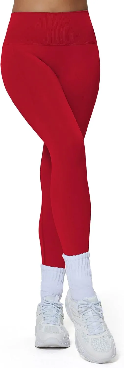 Aoxjox Workout Peach Contour Seamless Hidden Scrunch Butt Lift Leggings for Women Gym Yoga Pants 24"