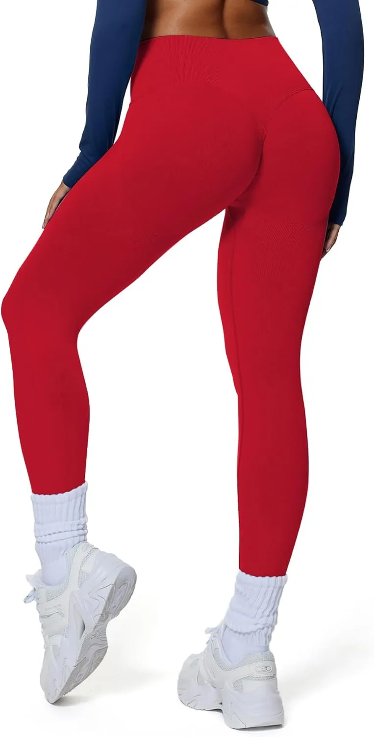 Aoxjox Workout Peach Contour Seamless Hidden Scrunch Butt Lift Leggings for Women Gym Yoga Pants 24"