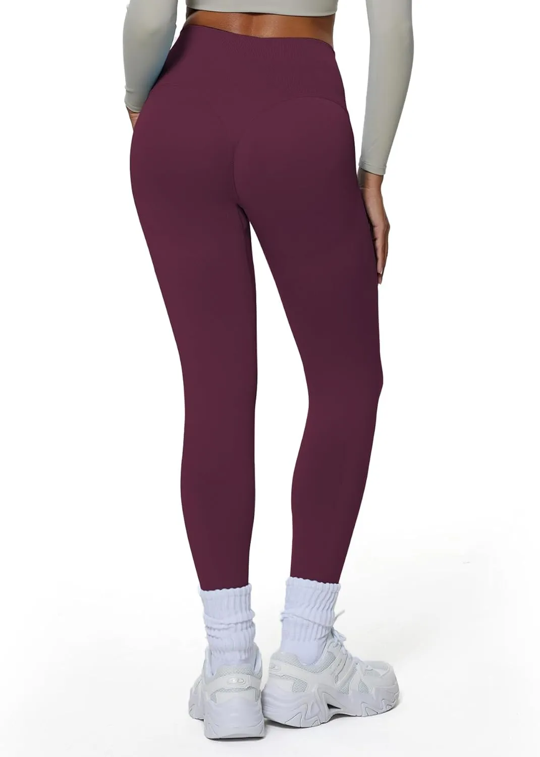 Aoxjox Workout Peach Contour Seamless Hidden Scrunch Butt Lift Leggings for Women Gym Yoga Pants 24"