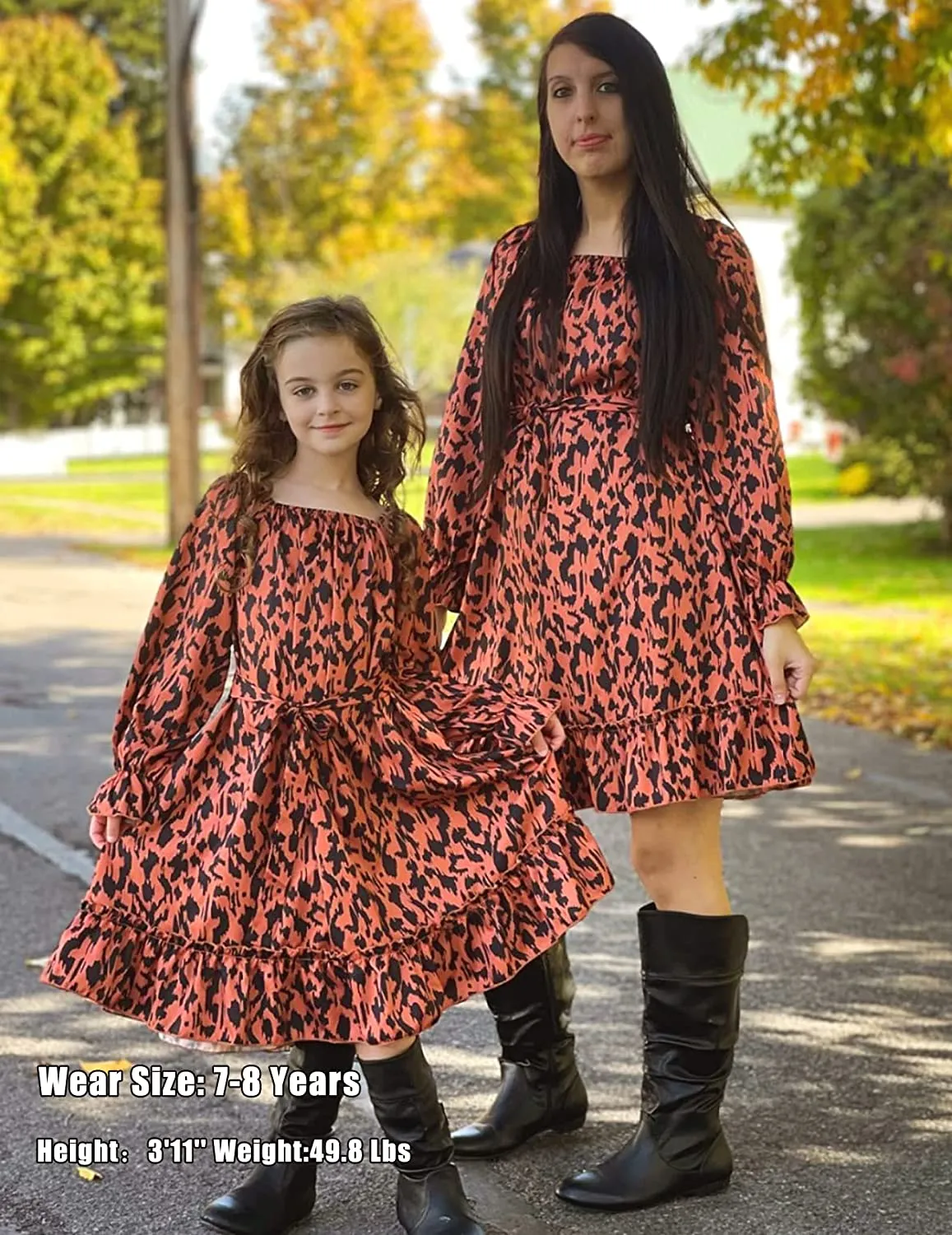 Arshiner Girls Long Sleeve Dress Ruffle Flowy Swing Midi Dresses