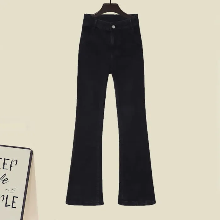 Black Heart Pattern Stripe Sweater Casual Pants