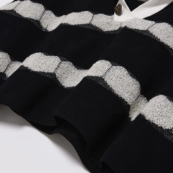 Black Heart Pattern Stripe Sweater Casual Pants
