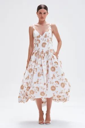 BOTANICAL POPLIN MIDI DRESS (RUNWAY)