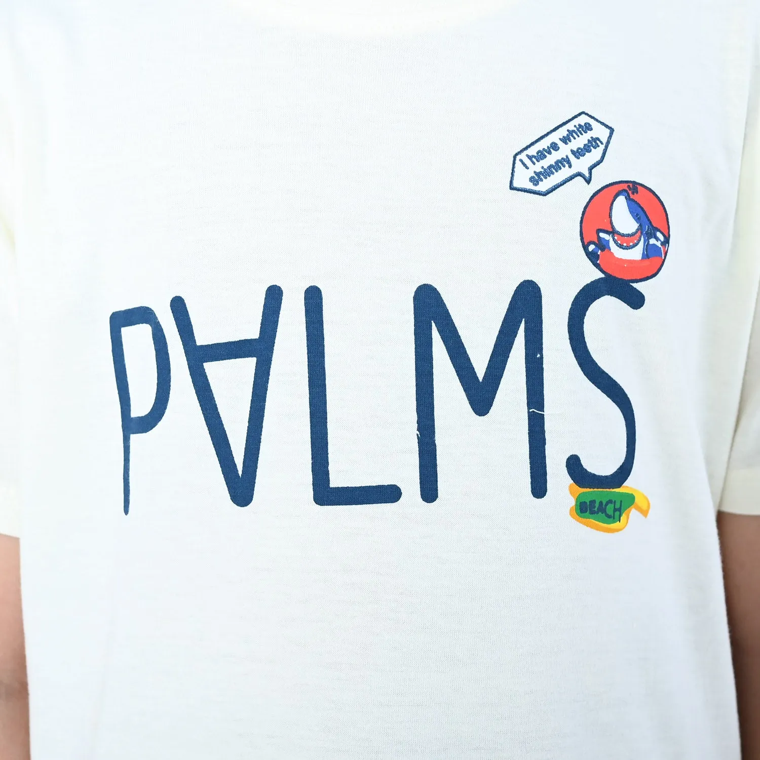 Boys Cotton T-shirt Palms | Lemon Icing