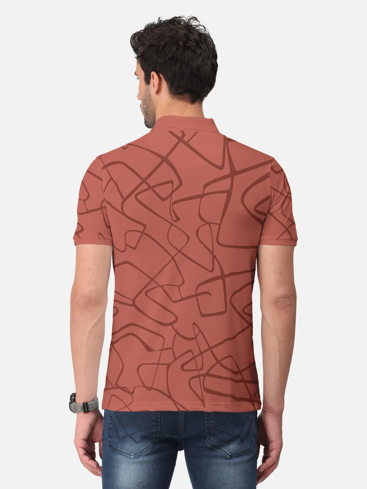 BULLMER Brick Trendy Printed Half Sleeve Polo T-shirt for Mens