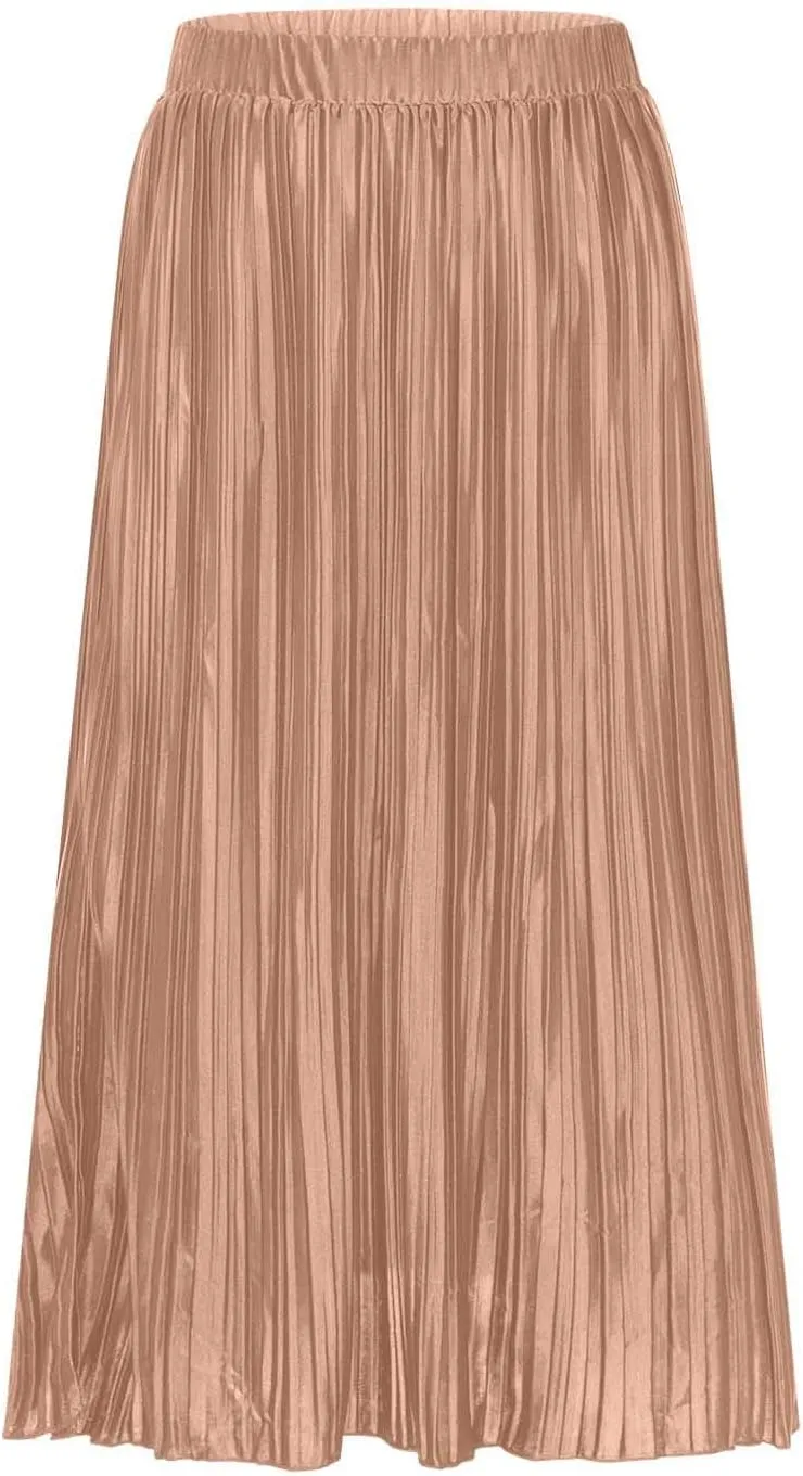 Business Casual Skirts Women Elastic High Waisted Skirts Flowy Summer Skirt Slit Split Sexy Skirts Pleated Midi Skirt
