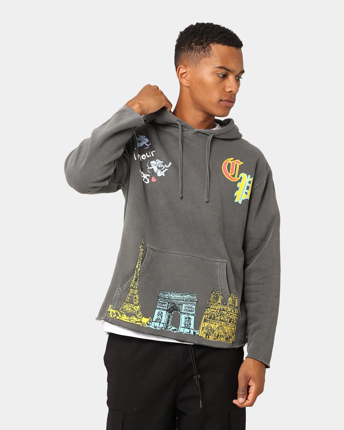 Carré L'Amour Cutoff Vintage Hoodie Washed Black
