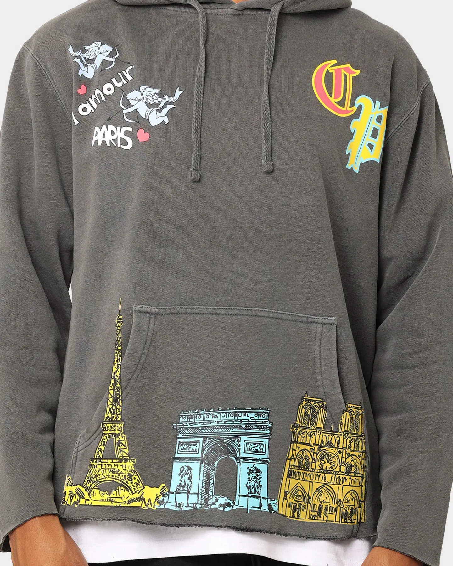 Carré L'Amour Cutoff Vintage Hoodie Washed Black