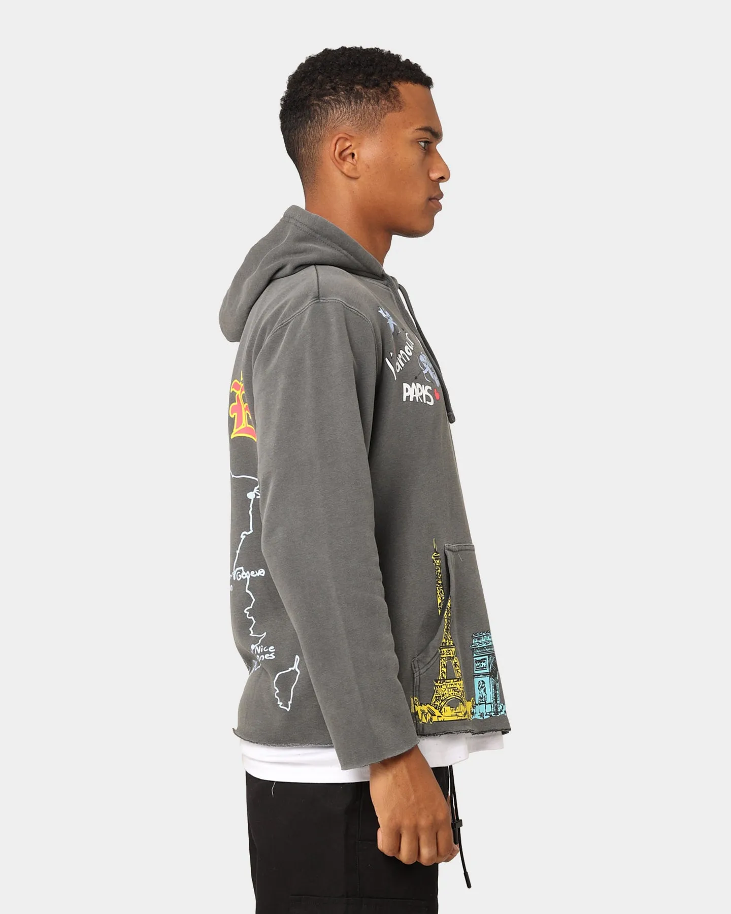 Carré L'Amour Cutoff Vintage Hoodie Washed Black