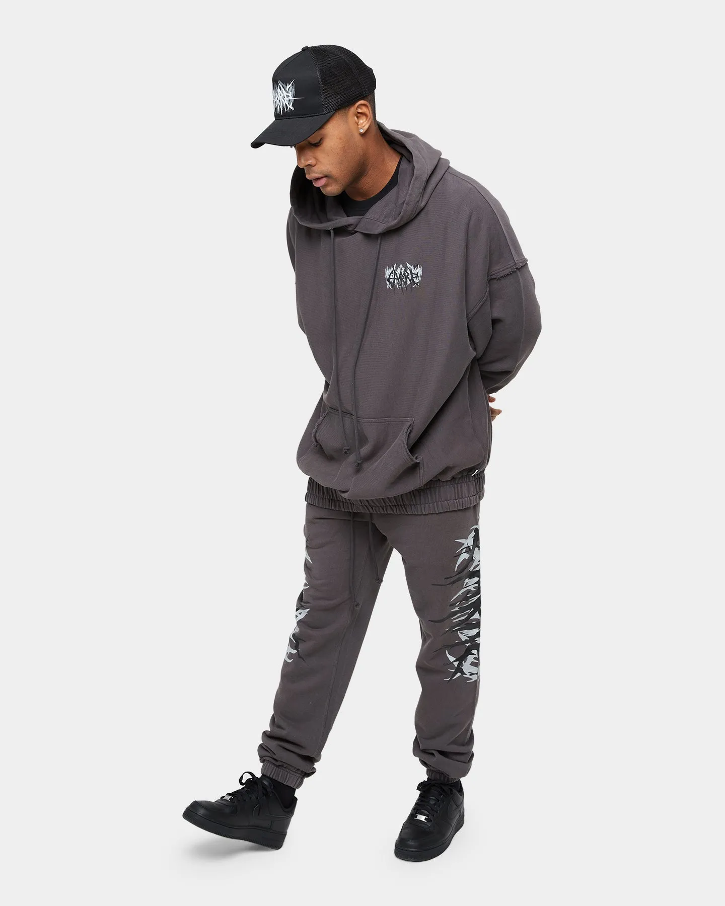 Carre Metalle Distressed Hoodie Washed Grey