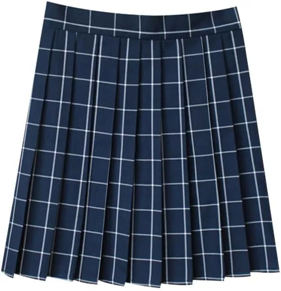 Casual Pleated Skirts for Women High Rise Vintage Cosplay Skirts Outfits 3 Piece Asymmetrical Mini Short Skirt