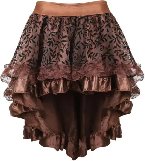 Casual Skirts for Women High Waisted Velvet Trim Elastic Waist A-Line Midi Skirt with Zipper Detail and Irregular Hem