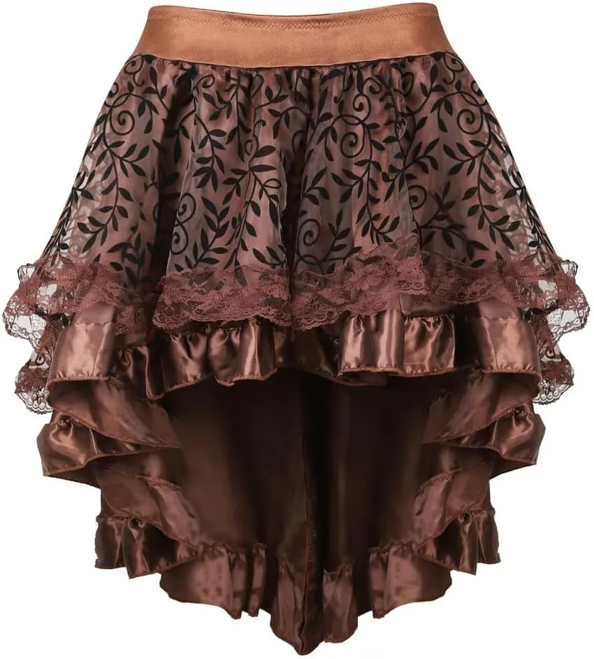 Casual Skirts for Women High Waisted Velvet Trim Elastic Waist A-Line Midi Skirt with Zipper Detail and Irregular Hem